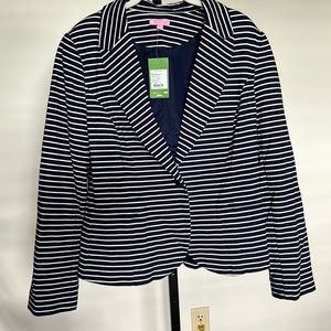 Lilly Pulitzer Leighton navy striped blazer. SZ XL NWT
